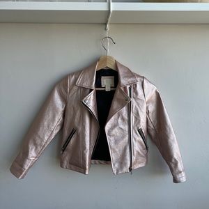 Girls Pink Sparkly Moto Jacket